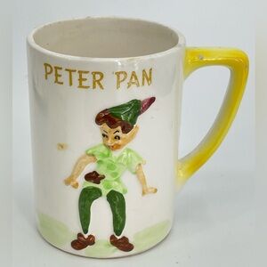 Walt Disney Productions Disney World Peter Pan Ceramic Mug New w WDW Tag Vintage